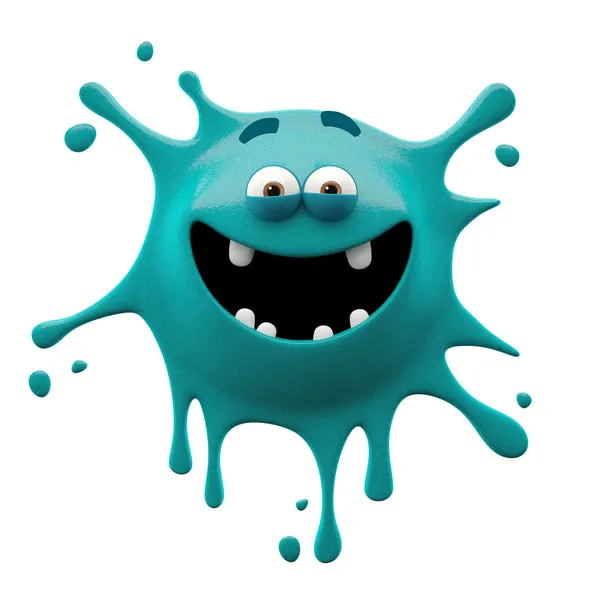 Cyan laughing two-eyed monster — Stock Photo, Image