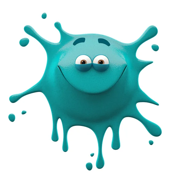 Cyan smiling two-eyed monster — Stock Photo, Image