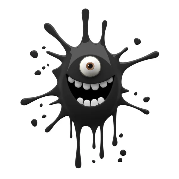 Happy black one-eyed monster — Stock Photo, Image