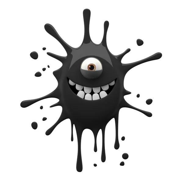 Smiling black one-eyed monster — Stock Photo, Image