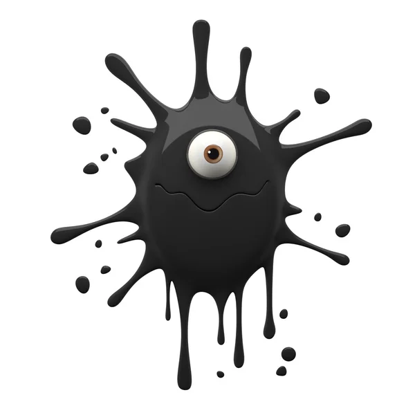 One-eyed black monster with closed wavy mouth — Stock Photo, Image