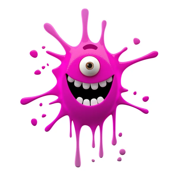 Happy pink one-eyed monster — Stock Photo, Image