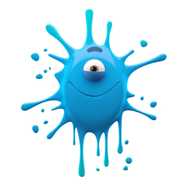 One-eyed blue monster with closed mouth — Stock Photo, Image