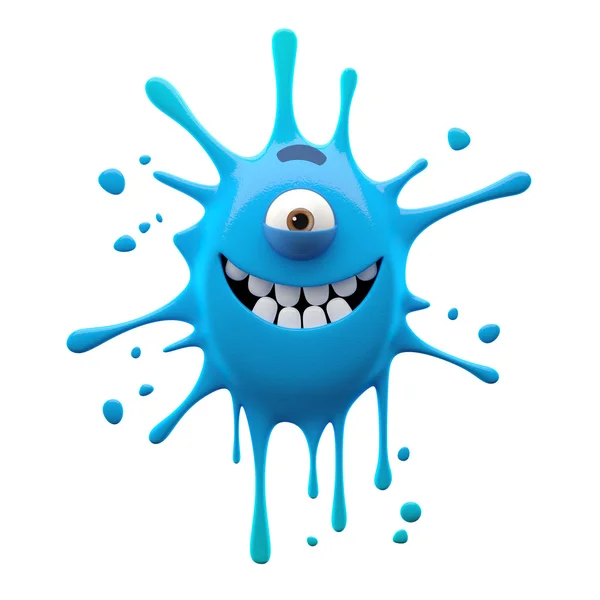 Uśmiechający się niebieski jednooki potwór — Zdjęcie stockowe