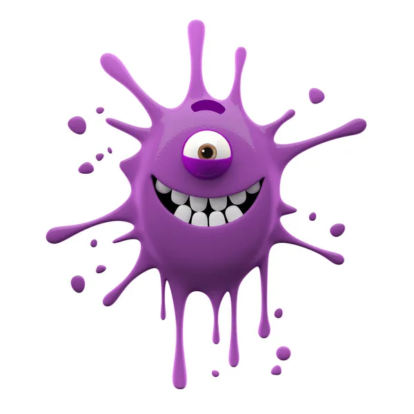 Uśmiechający się fioletowy jednooki potwór — Zdjęcie stockowe