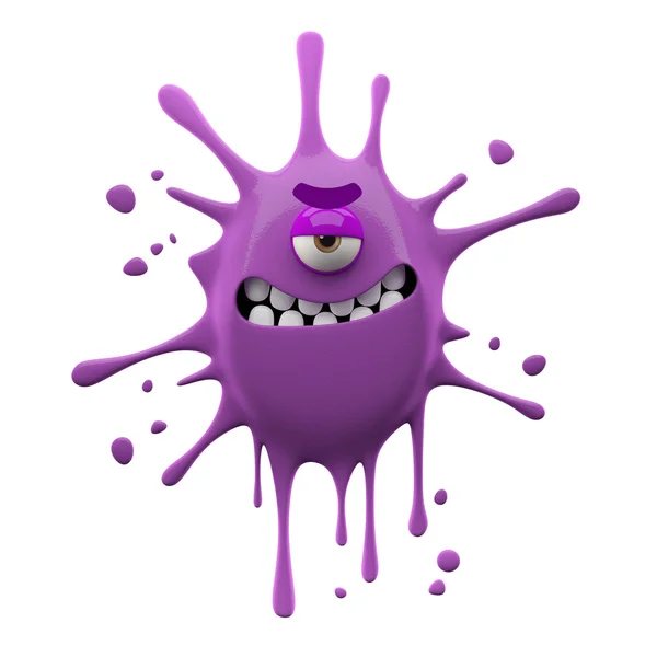 One-eyed purple monster with angry smile — Stock Photo, Image