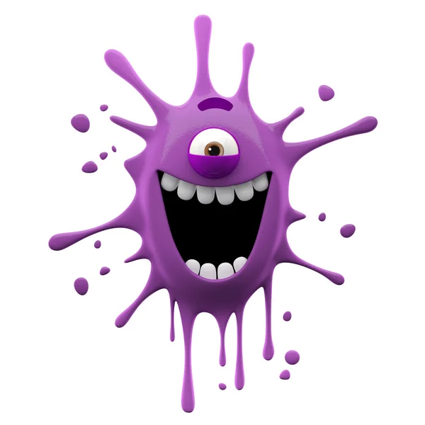 Szczęśliwy fioletowy jednooki potwór — Zdjęcie stockowe