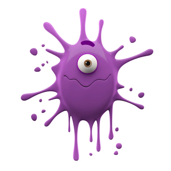 One-eyed purple monster with closed wavy mouth — Stock Photo, Image