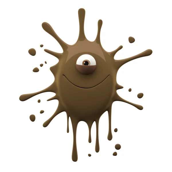 One-eyed brown monster with closed mouth — Stock Photo, Image