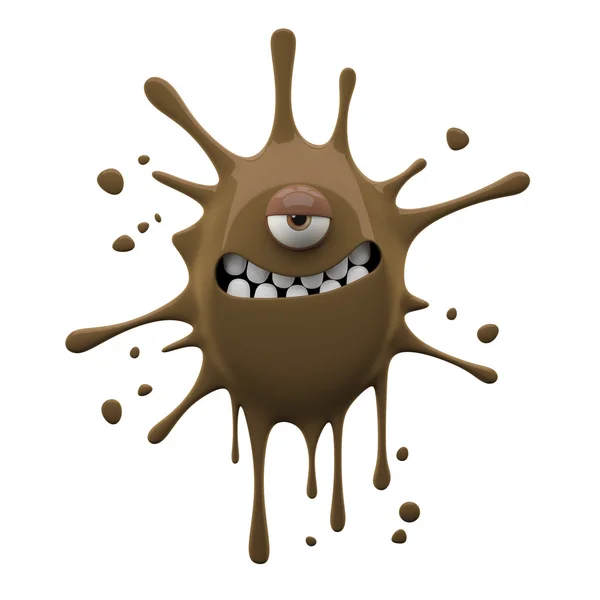 One-eyed brown monster with angry smile — Stock Photo, Image