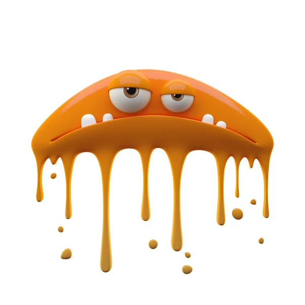 Flattened sad two-eyed orange monster — Stock Photo, Image