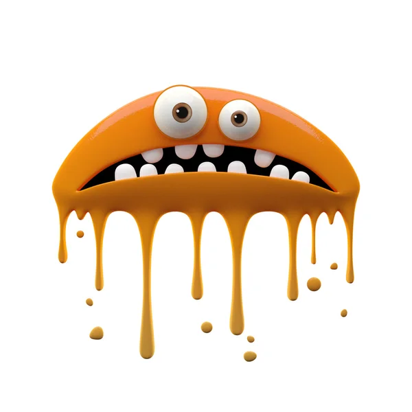 Flattened scared two-eyed orange monster — Stock Photo, Image