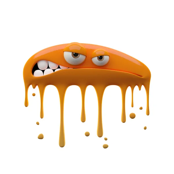 Flattened angry two-eyed orange monster — Stock Photo, Image