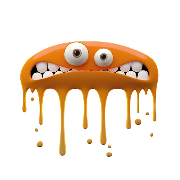 Lisonjeado monstro laranja confuso de dois olhos — Fotografia de Stock