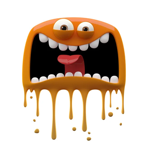 Funny screaming two-eyed orange monster — Stock Photo, Image