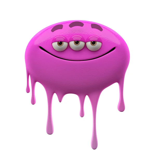 Oviform purple three-eyed monster — Stock Photo, Image