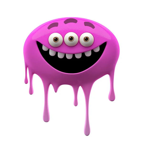 Oviform funny purple three-eyed monster — Stock Photo, Image