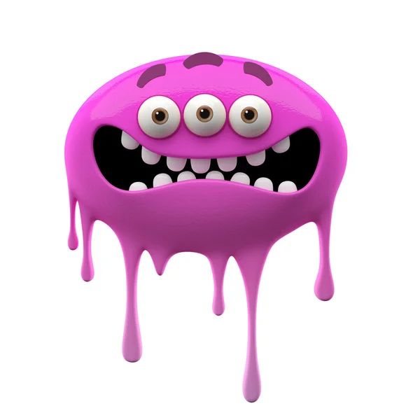 Oviform scared purple three-eyed monster — Stock Photo, Image