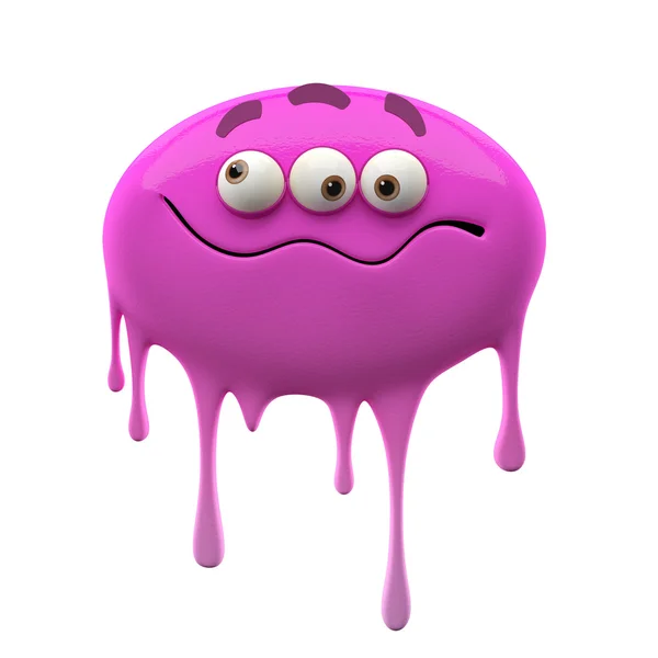 Oviform confused purple  three-eyed monster — Stock Photo, Image