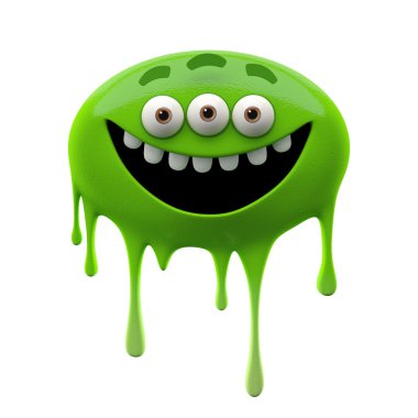 Oviform funny green three-eyed monster clipart