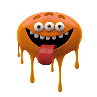 Laughing tongue out terracotta three-eyed monster clipart