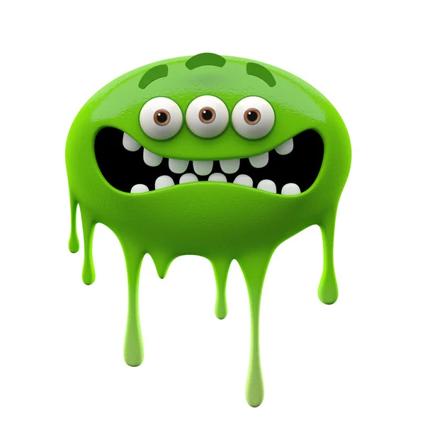 Oviform scared green three-eyed monster — Stock Photo, Image