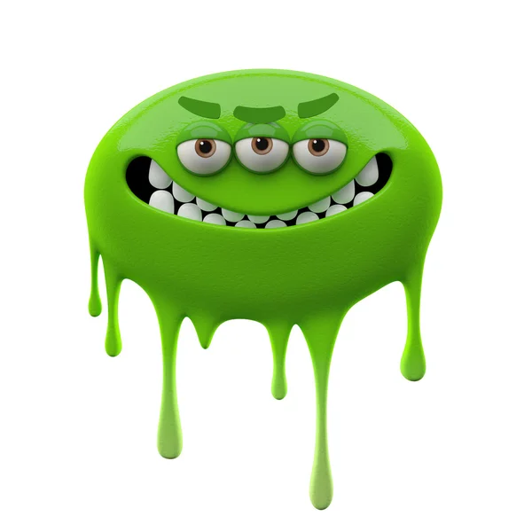 Oviform angry smiling green three-eyed monster — Stock Photo, Image