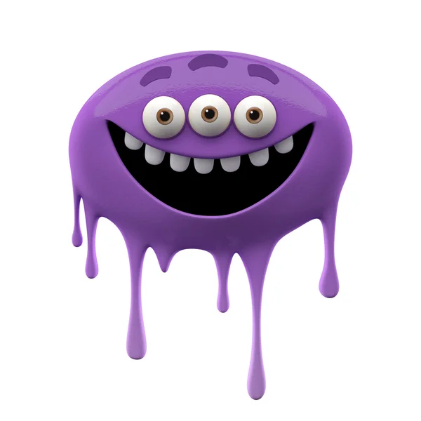 Oviform funny purple three-eyed monster — Stock Photo, Image