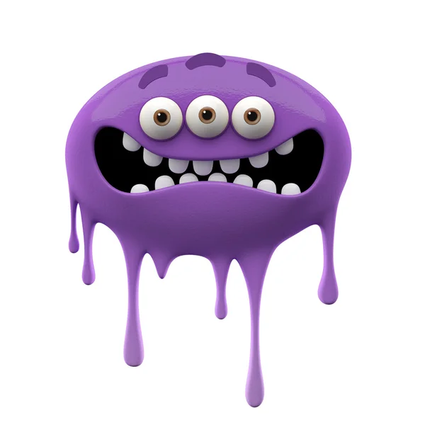 Oviform scared purple three-eyed monster — Stock Photo, Image