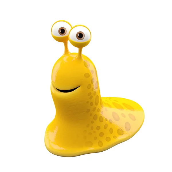 Uśmiechnięty żółty Ślimak bez muszli — Zdjęcie stockowe