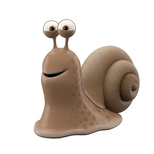 Cute brown cartoon snail — Stock Photo, Image