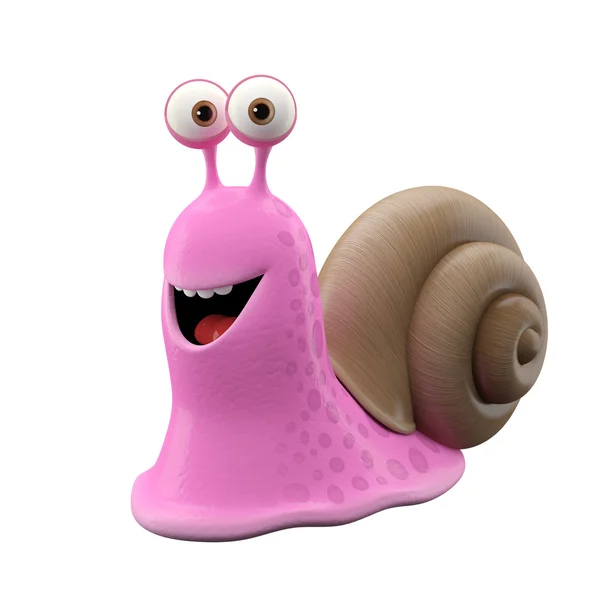可爱的粉红色卡通蜗牛 — 图库照片