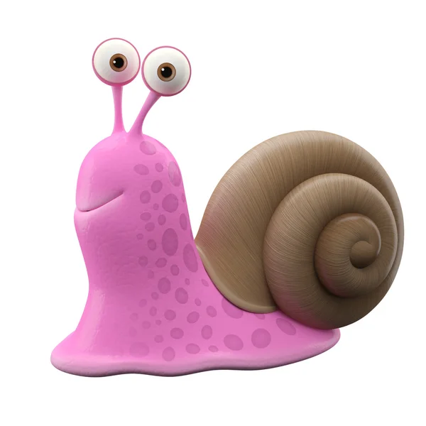 Smiling pink cartoon snail — Stock Photo, Image