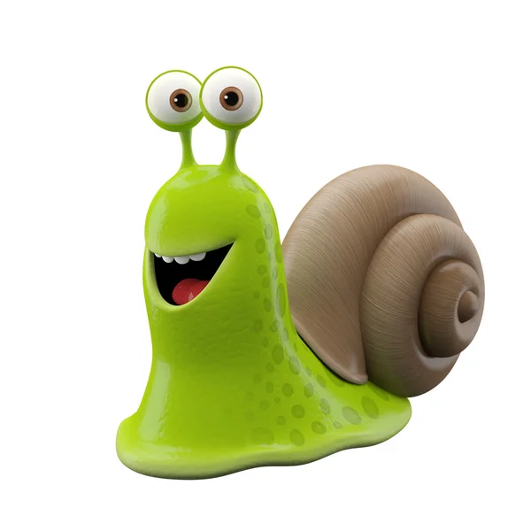 Caracol de dibujos animados verde divertido —  Fotos de Stock