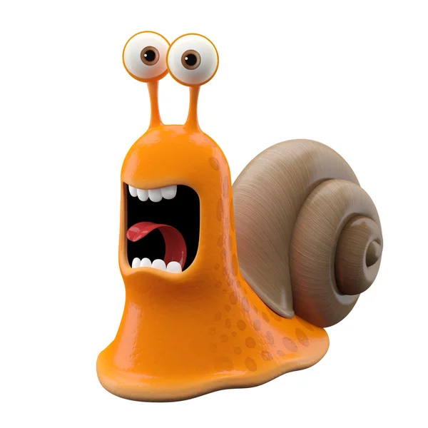 Escargot de dessin animé orange criant — Photo