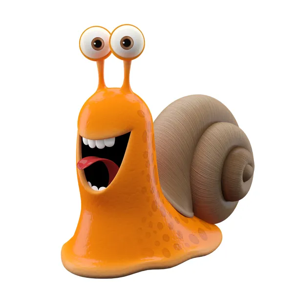 Excited orange cartoon snail — Stock Photo, Image