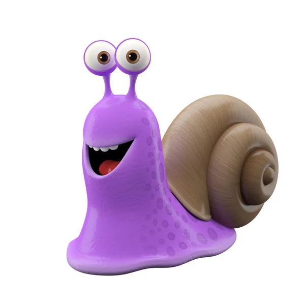 Smiling purple cartoon snail — Stock Photo © zahradnik 43186919