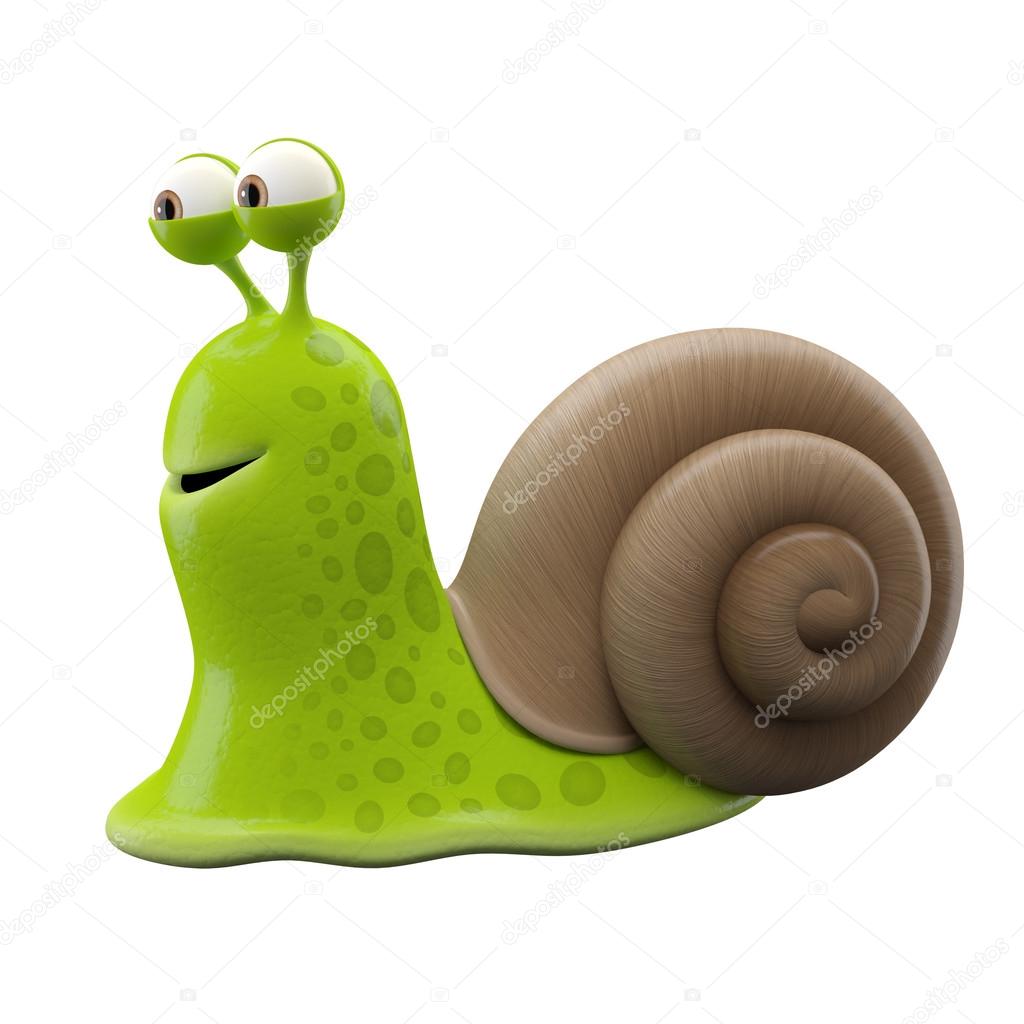 Sweet green cartoon snail