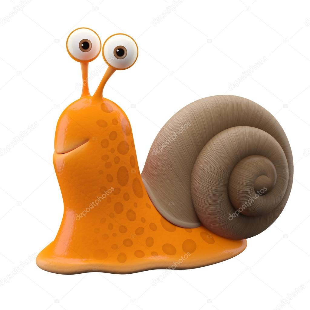 Smiling orange cartoon snail Stock Photo by ©zahradnik 43186281