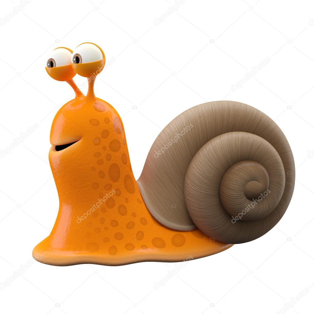 Sweet orange cartoon snail