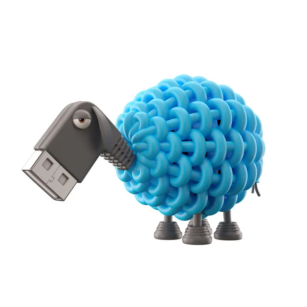 Blue USB sheep — Stock Photo, Image