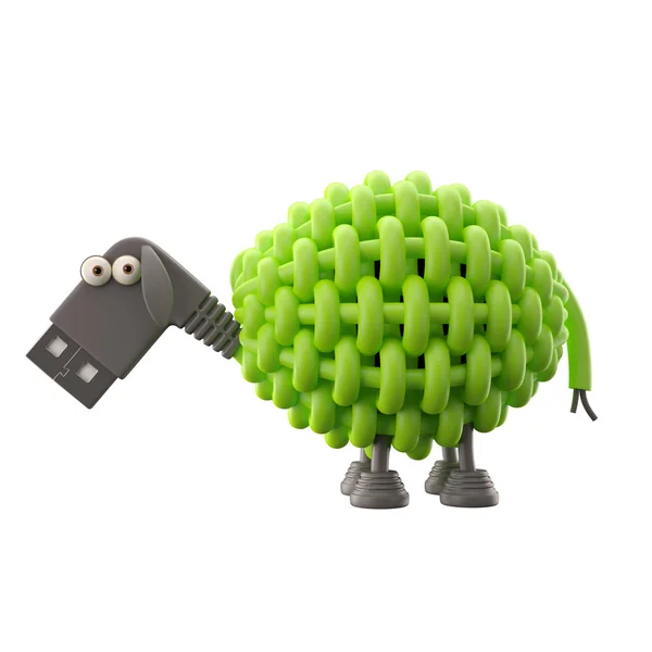 Green USB sheep — Stock Photo, Image