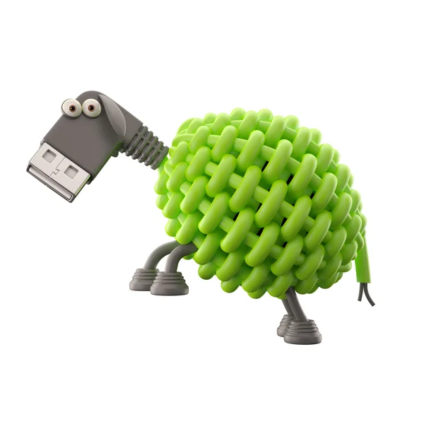 Verde USB ovejas —  Fotos de Stock