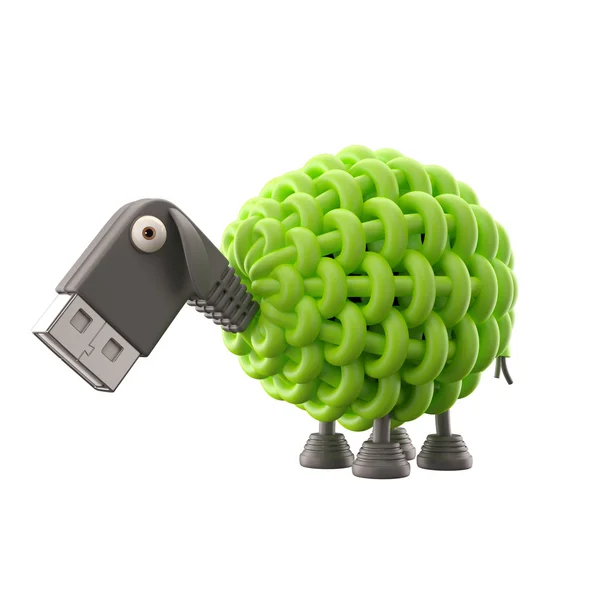 Verde ovelhas USB — Fotografia de Stock