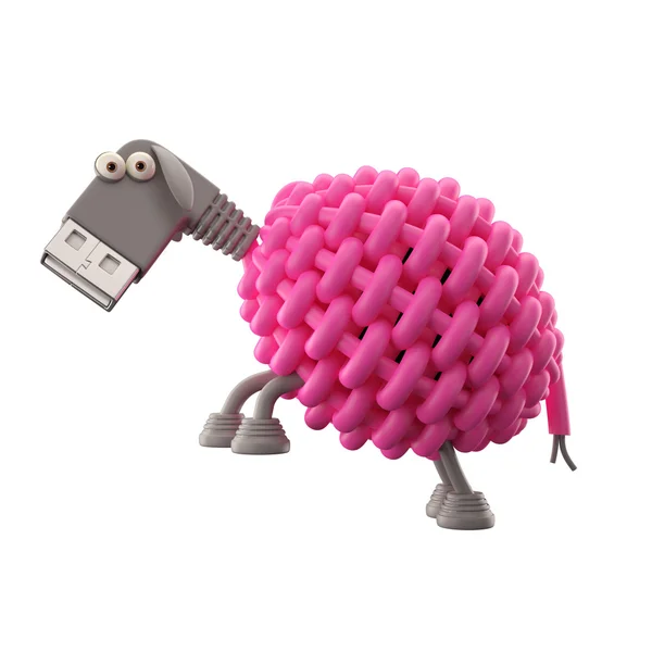 Cordeiro USB rosa — Fotografia de Stock
