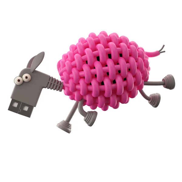 Pink USB sheep — Stock Photo, Image