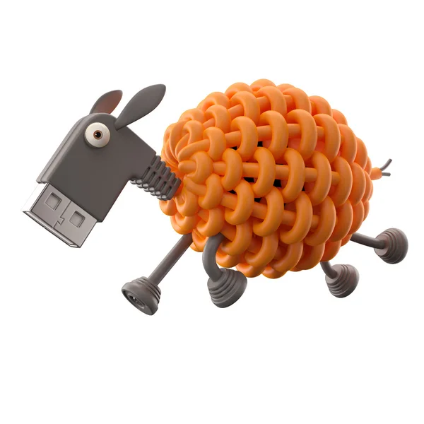 Orange USB sheep — Stock Photo, Image