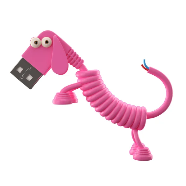 Cão USB rosa — Fotografia de Stock