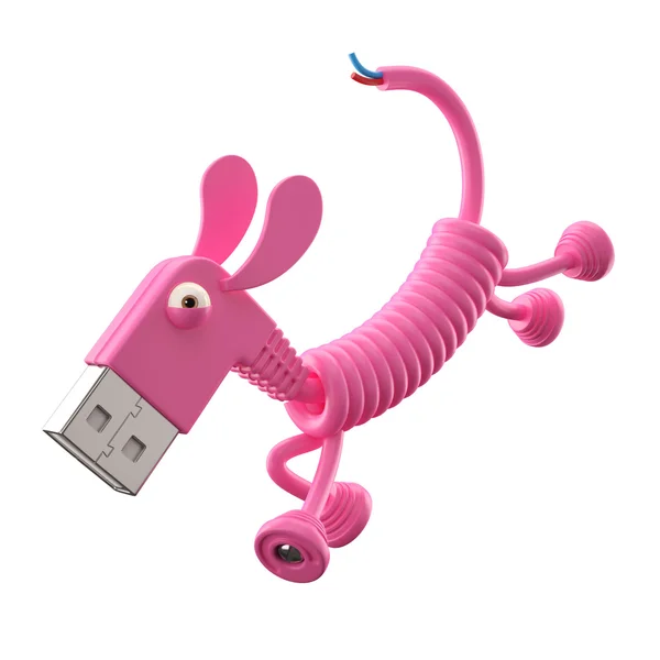 Cão USB rosa — Fotografia de Stock