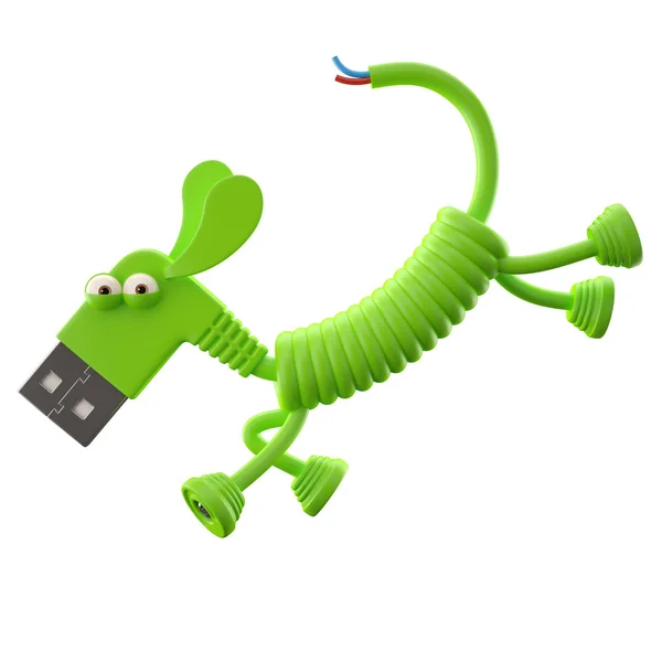 Green USB dog — Stock Photo, Image